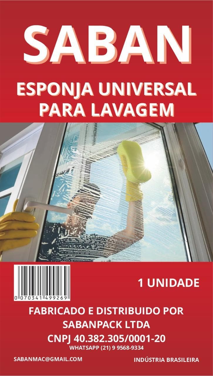 Esponja SABAN para limpeza de vidros, vitrines e fachadas comerciais