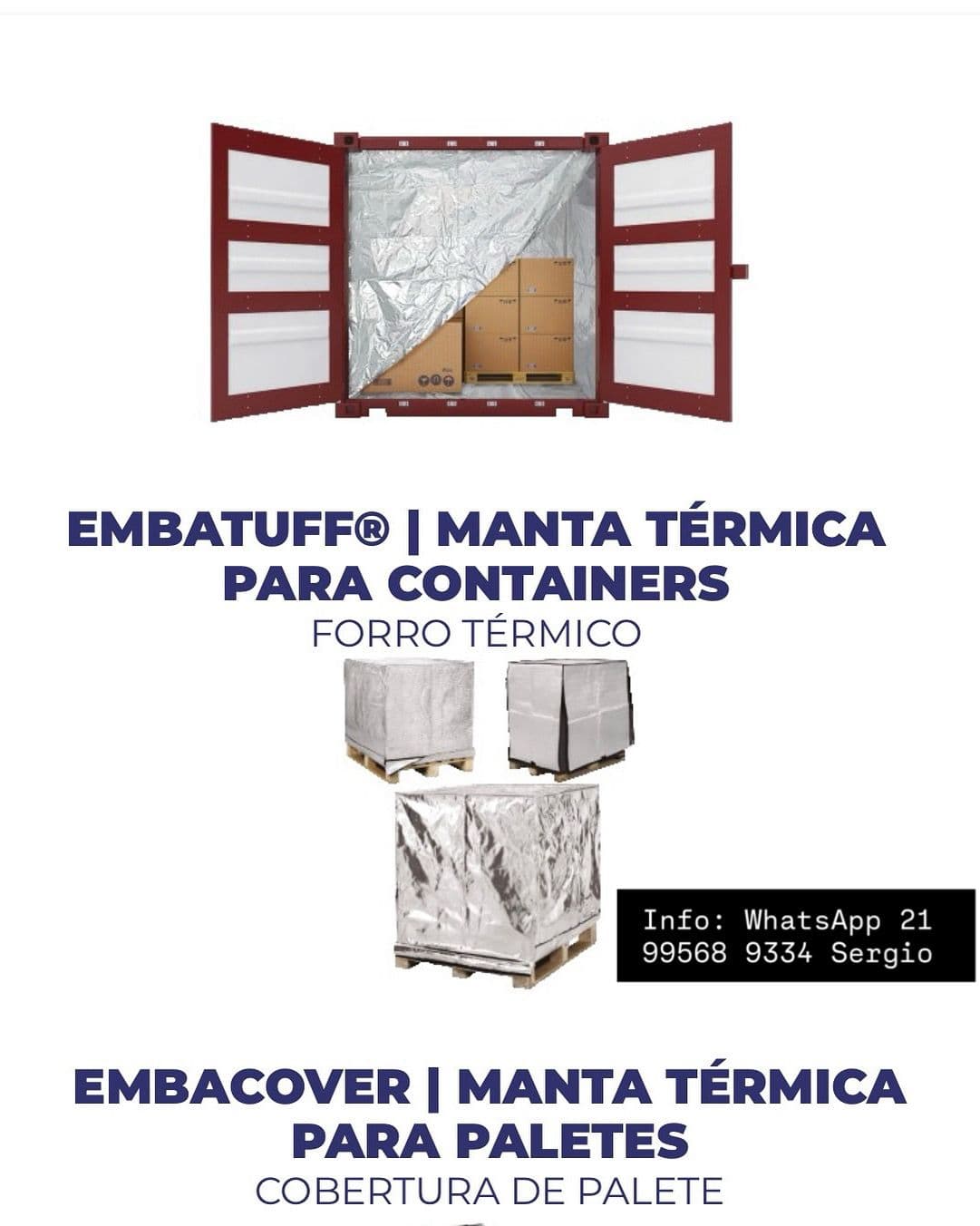 EMBATUFF forro térmico para contêineres e EMBACOVER cobertura térmica para paletes, SabanPack